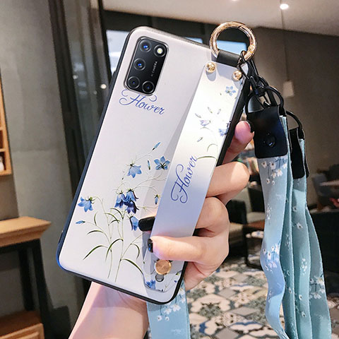 Coque Silicone Fleurs Souple Couleur Unie Etui Housse S02 pour Oppo A92 Blanc