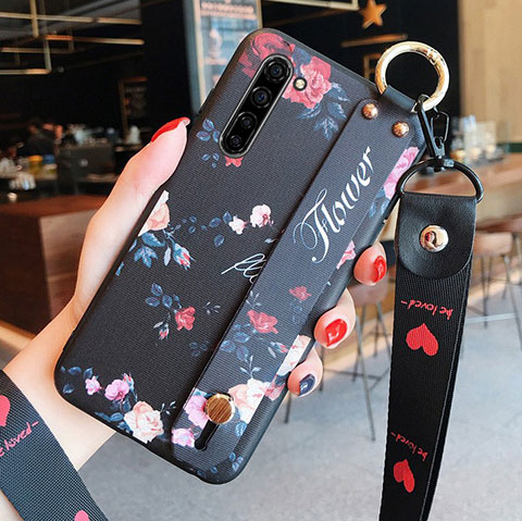 Coque Silicone Fleurs Souple Couleur Unie Etui Housse S02 pour Oppo Reno3 Noir