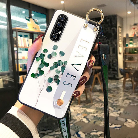 Coque Silicone Fleurs Souple Couleur Unie Etui Housse S02 pour Oppo Reno3 Pro Vert