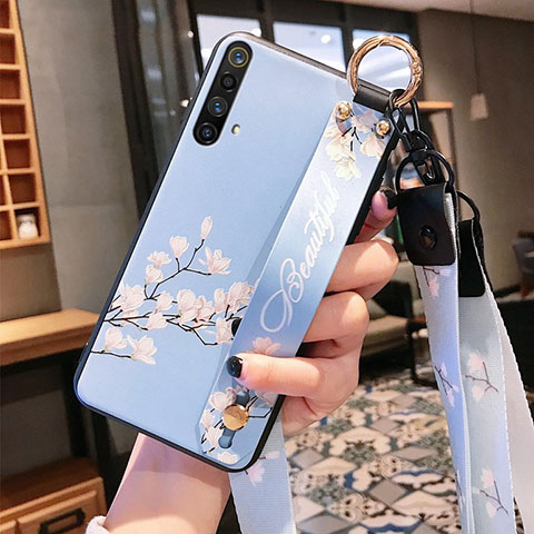 Coque Silicone Fleurs Souple Couleur Unie Etui Housse S02 pour Realme X3 SuperZoom Cyan