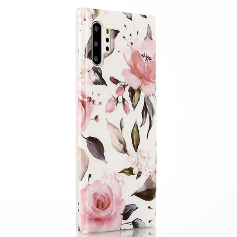 Coque Silicone Fleurs Souple Couleur Unie Etui Housse S02 pour Samsung Galaxy Note 10 Plus 5G Rose