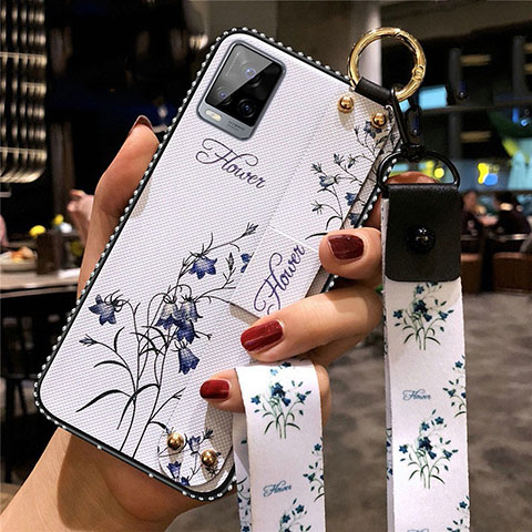 Coque Silicone Fleurs Souple Couleur Unie Etui Housse S02 pour Vivo V20 Pro 5G Blanc