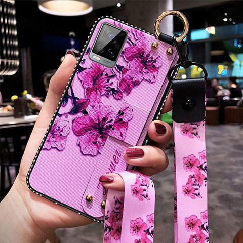 Coque Silicone Fleurs Souple Couleur Unie Etui Housse S02 pour Vivo V20 Pro 5G Violet Clair