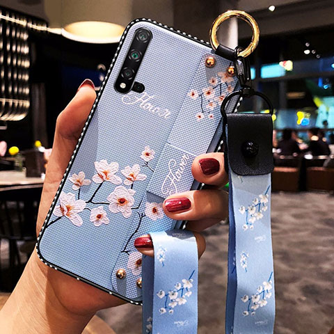 Coque Silicone Fleurs Souple Couleur Unie Etui Housse S03 pour Huawei Nova 5 Pro Bleu Ciel