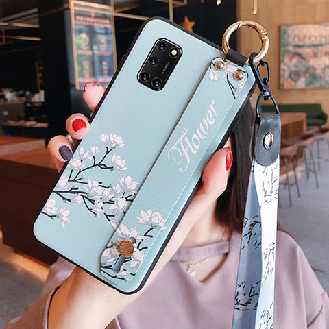 Coque Silicone Fleurs Souple Couleur Unie Etui Housse S03 pour Oppo A72 Bleu Ciel