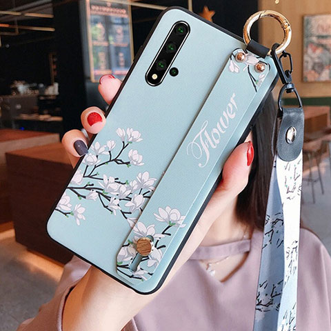 Coque Silicone Fleurs Souple Couleur Unie Etui Housse S04 pour Huawei Nova 5T Cyan