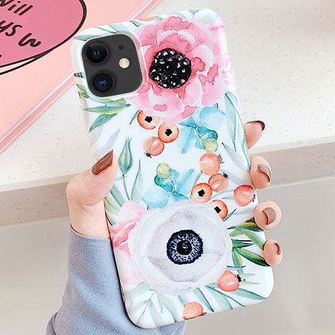 Coque Silicone Fleurs Souple Couleur Unie Etui Housse S05 pour Apple iPhone 11 Mixte