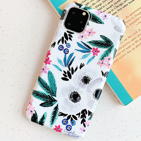 Coque Silicone Fleurs Souple Couleur Unie Etui Housse S06 pour Apple iPhone 11 Pro Cyan