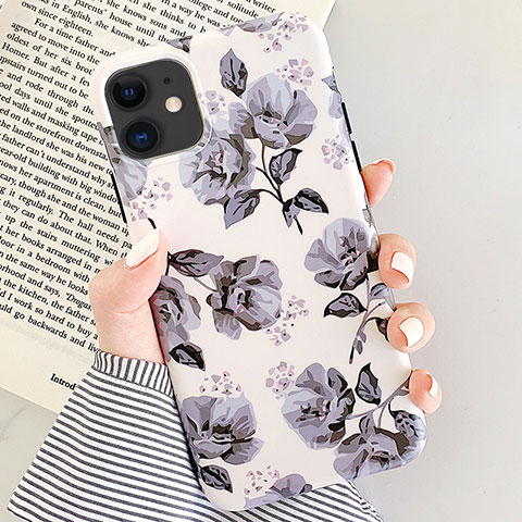 Coque Silicone Fleurs Souple Couleur Unie Etui Housse S07 pour Apple iPhone 11 Gris