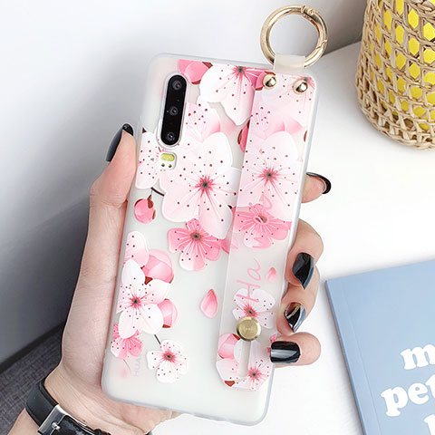 Coque Silicone Fleurs Souple Couleur Unie Etui Housse S07 pour Huawei P30 Rose Rouge