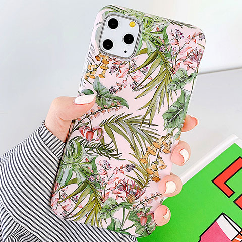 Coque Silicone Fleurs Souple Couleur Unie Etui Housse S09 pour Apple iPhone 11 Pro Vert