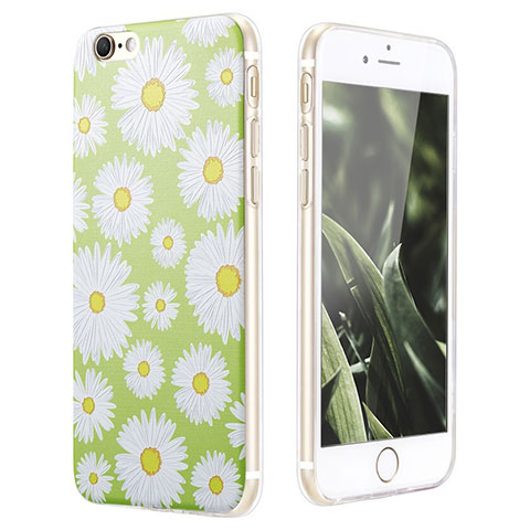 Coque Silicone Fleurs Souple Couleur Unie pour Apple iPhone 6 Plus Vert