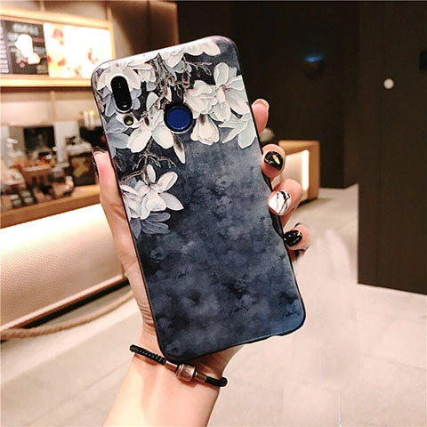 Coque Silicone Fleurs Souple Couleur Unie pour Huawei Nova 3e Gris Fonce