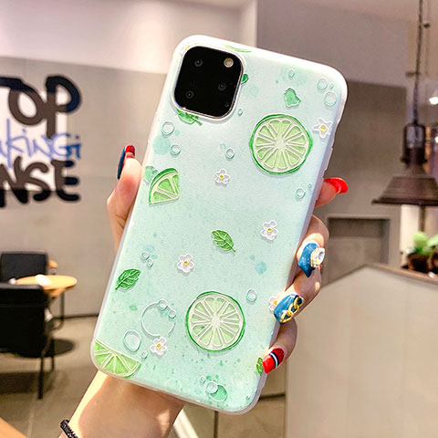 Coque Silicone Fruit Souple Couleur Unie Etui Housse C01 pour Apple iPhone 11 Pro Max Vert