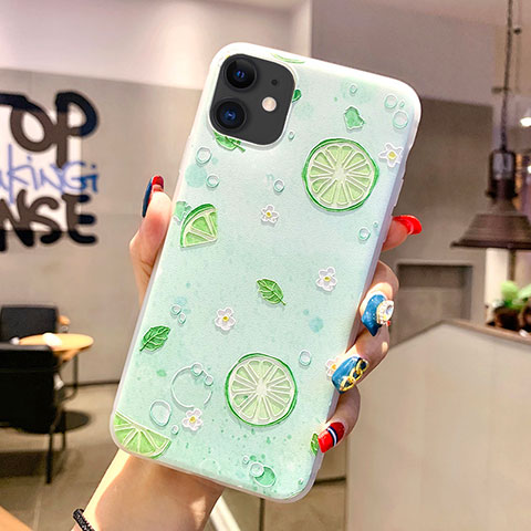 Coque Silicone Fruit Souple Couleur Unie Etui Housse C01 pour Apple iPhone 11 Vert