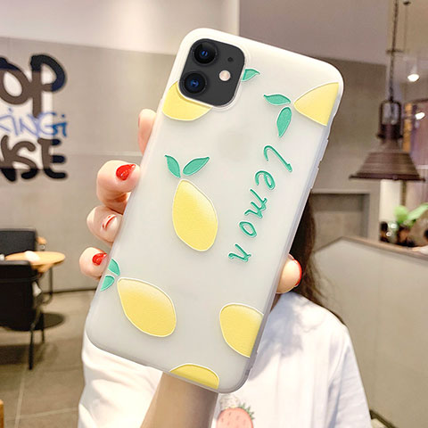 Coque Silicone Fruit Souple Couleur Unie Etui Housse H02 pour Apple iPhone 11 Jaune