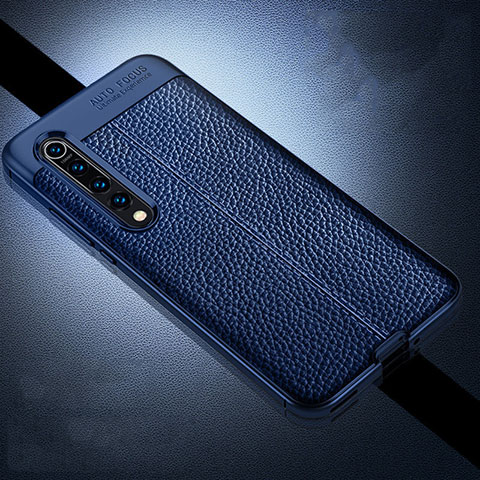 Coque Silicone Gel Motif Cuir Housse Etui A01 pour Xiaomi Mi 10 Bleu