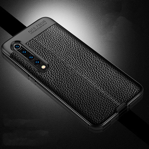 Coque Silicone Gel Motif Cuir Housse Etui A01 pour Xiaomi Mi 10 Noir