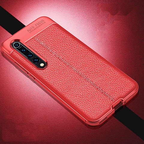 Coque Silicone Gel Motif Cuir Housse Etui A01 pour Xiaomi Mi 10 Rouge