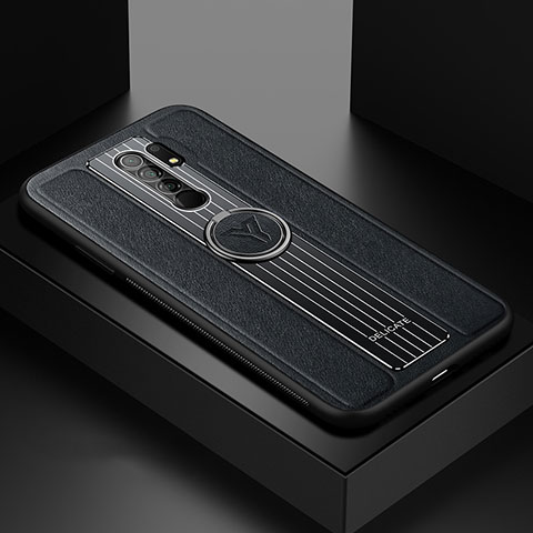 Coque Silicone Gel Motif Cuir Housse Etui avec Magnetique FL1 pour Xiaomi Redmi 9 Prime India Noir