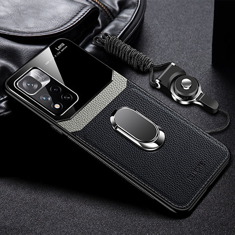 Coque Silicone Gel Motif Cuir Housse Etui avec Magnetique FL2 pour Xiaomi Mi 11i 5G (2022) Noir