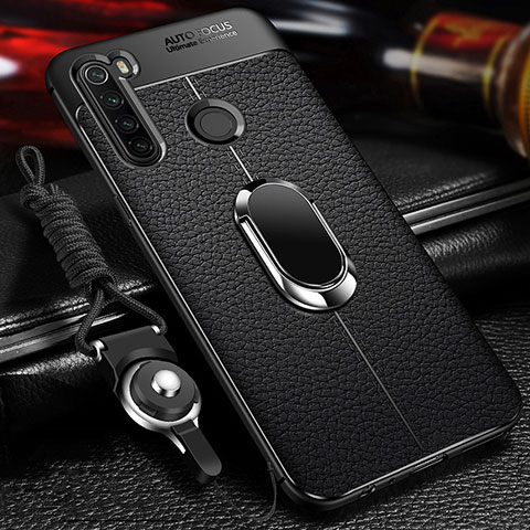 Coque Silicone Gel Motif Cuir Housse Etui avec Magnetique K01 pour Xiaomi Redmi Note 8 (2021) Noir