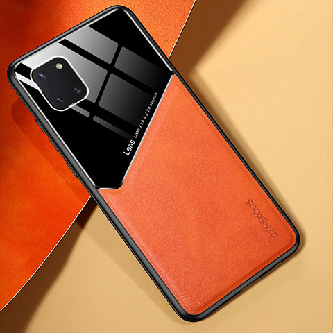 Coque Silicone Gel Motif Cuir Housse Etui avec Magnetique pour Samsung Galaxy A81 Orange