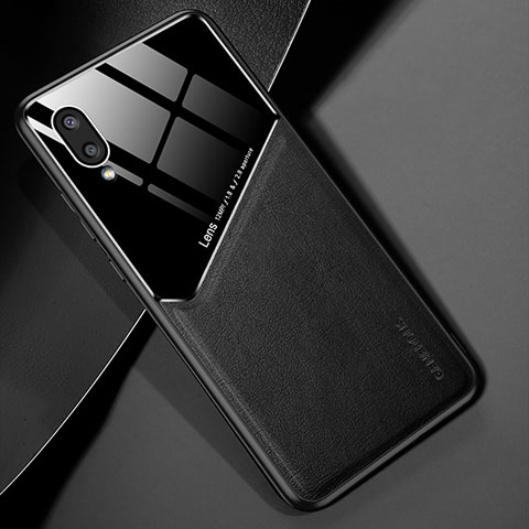 Coque Silicone Gel Motif Cuir Housse Etui avec Magnetique pour Samsung Galaxy M02 Noir