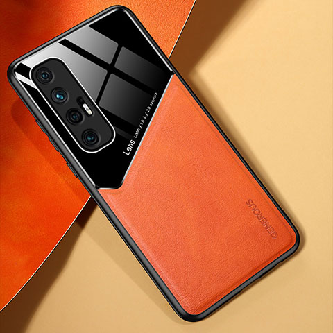 Coque Silicone Gel Motif Cuir Housse Etui avec Magnetique pour Xiaomi Mi 10S 5G Orange