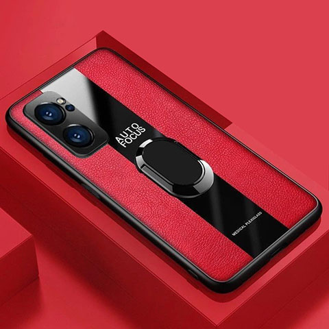 Coque Silicone Gel Motif Cuir Housse Etui avec Magnetique S01 pour Oppo Reno7 Pro 5G Rouge