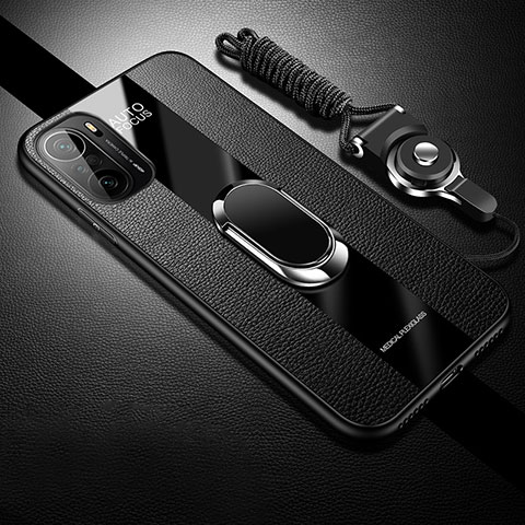 Coque Silicone Gel Motif Cuir Housse Etui avec Magnetique S01 pour Xiaomi Redmi K40 5G Noir