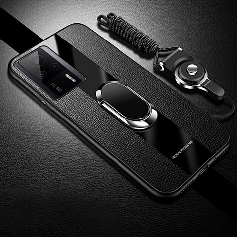 Coque Silicone Gel Motif Cuir Housse Etui avec Magnetique S01 pour Xiaomi Redmi K60E 5G Noir