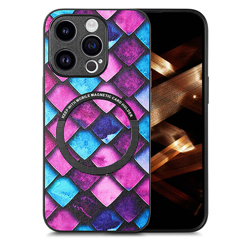 Coque Silicone Gel Motif Cuir Housse Etui avec Magnetique S01D pour Apple iPhone 13 Pro Max Violet