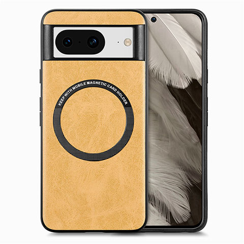 Coque Silicone Gel Motif Cuir Housse Etui avec Magnetique S01D pour Google Pixel 8 5G Brun Clair