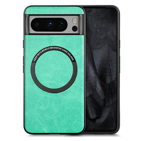 Coque Silicone Gel Motif Cuir Housse Etui avec Magnetique S01D pour Google Pixel 8 Pro 5G Vert