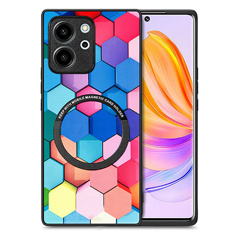 Coque Silicone Gel Motif Cuir Housse Etui avec Magnetique S01D pour Huawei Honor 80 SE 5G Colorful