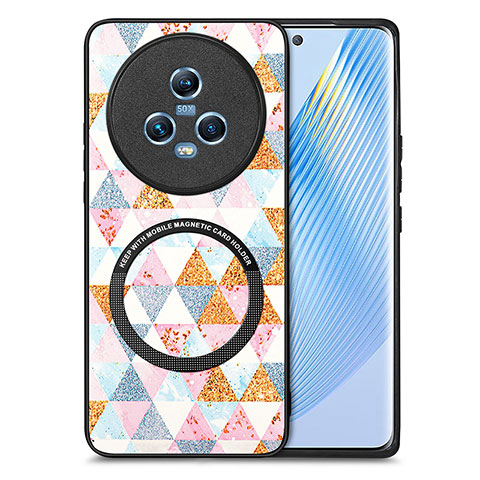 Coque Silicone Gel Motif Cuir Housse Etui avec Magnetique S01D pour Huawei Honor Magic5 5G Blanc