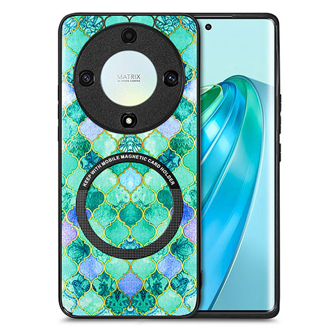 Coque Silicone Gel Motif Cuir Housse Etui avec Magnetique S01D pour Huawei Honor Magic5 Lite 5G Vert