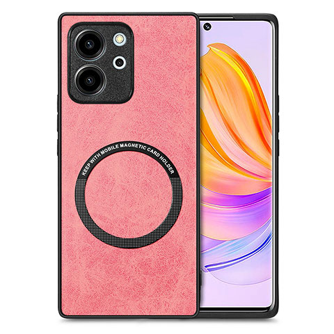 Coque Silicone Gel Motif Cuir Housse Etui avec Magnetique S02D pour Huawei Honor 80 SE 5G Rose