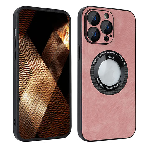 Coque Silicone Gel Motif Cuir Housse Etui avec Magnetique S07D pour Apple iPhone 13 Pro Or Rose