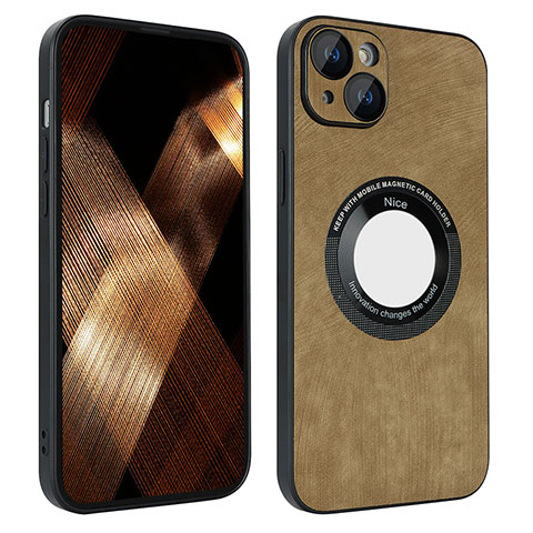 Coque Silicone Gel Motif Cuir Housse Etui avec Magnetique S14D pour Apple iPhone 14 Marron