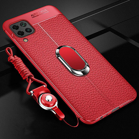 Coque Silicone Gel Motif Cuir Housse Etui avec Support Bague Anneau Aimante Magnetique T03 pour Huawei Nova 7i Rouge