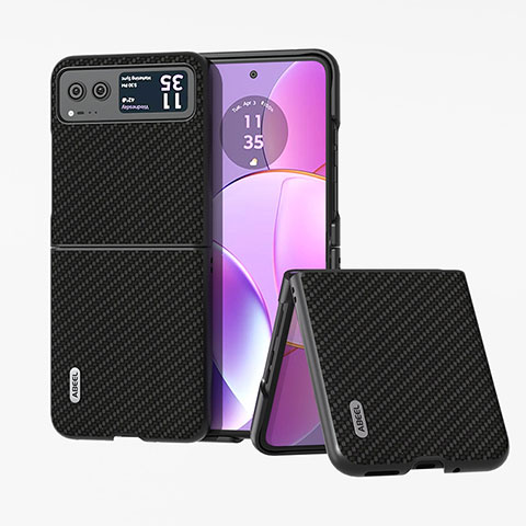 Coque Silicone Gel Motif Cuir Housse Etui B04H pour Motorola Moto Razr 40 5G Noir