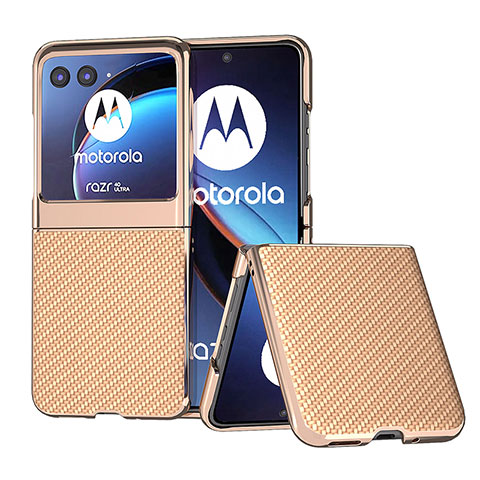 Coque Silicone Gel Motif Cuir Housse Etui B04H pour Motorola Moto Razr 40 Ultra 5G Kaki