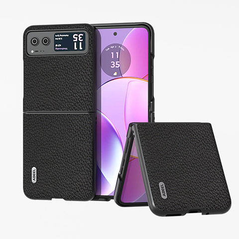 Coque Silicone Gel Motif Cuir Housse Etui B05H pour Motorola Moto Razr 40 5G Noir