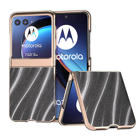 Coque Silicone Gel Motif Cuir Housse Etui B05H pour Motorola Moto Razr 40 Ultra 5G Kaki