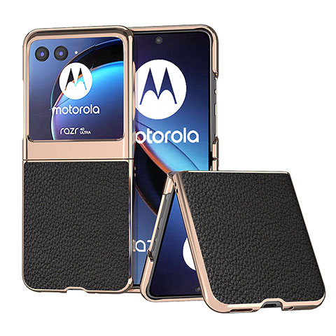 Coque Silicone Gel Motif Cuir Housse Etui B06H pour Motorola Moto Razr 40 Ultra 5G Noir