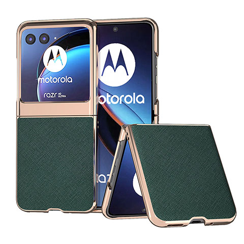 Coque Silicone Gel Motif Cuir Housse Etui B09H pour Motorola Moto Razr 40 Ultra 5G Vert