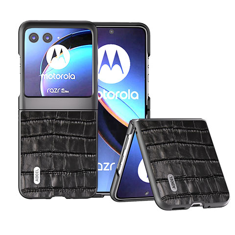 Coque Silicone Gel Motif Cuir Housse Etui B11H pour Motorola Moto Razr 40 Ultra 5G Noir