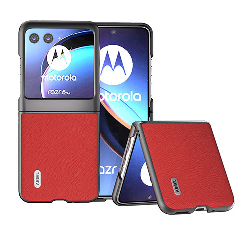 Coque Silicone Gel Motif Cuir Housse Etui B13H pour Motorola Moto Razr 40 Ultra 5G Rouge